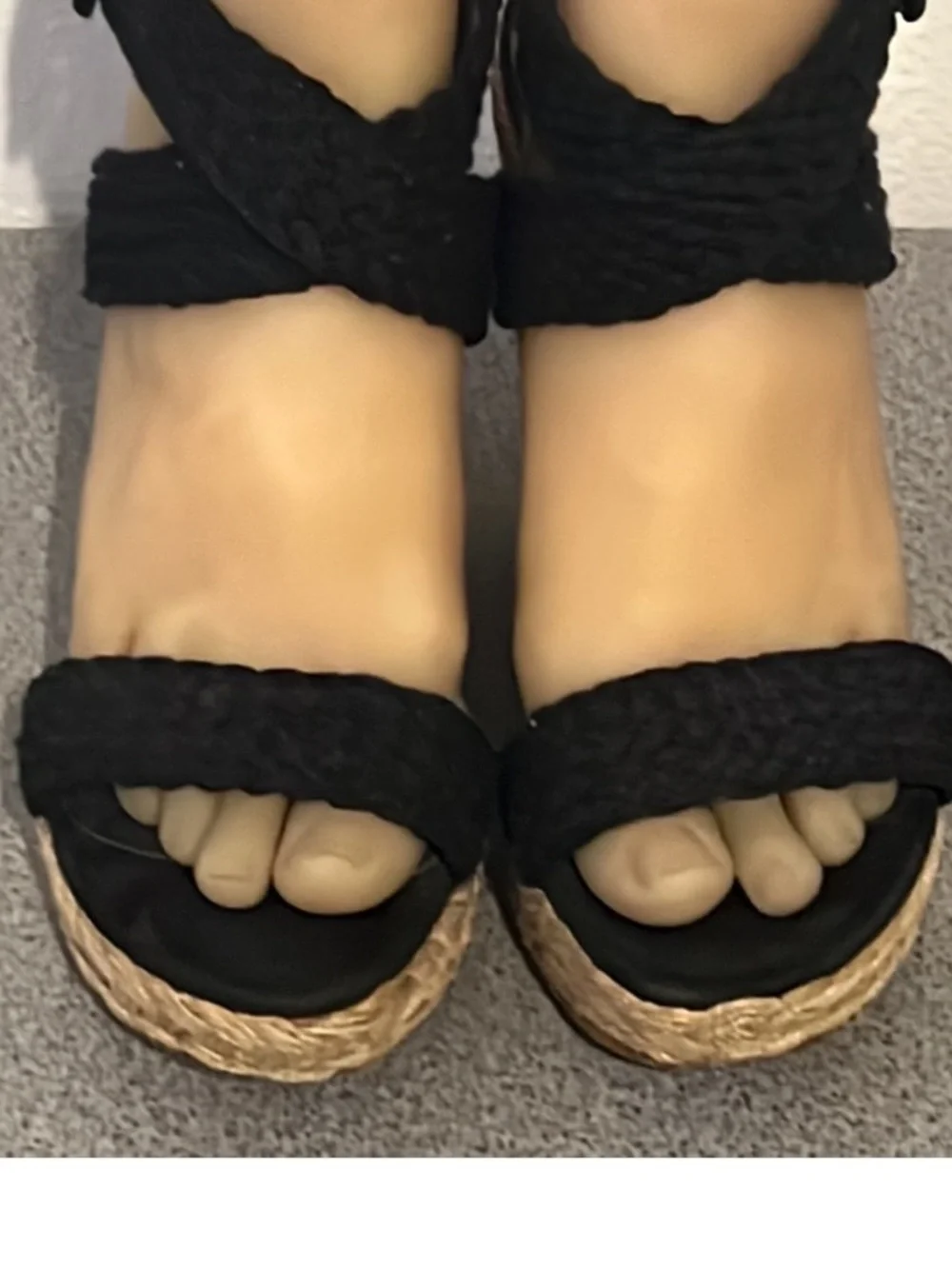 Authentic Stuart Weitzman luxury designer black wedge espadrilles sandals sz 9